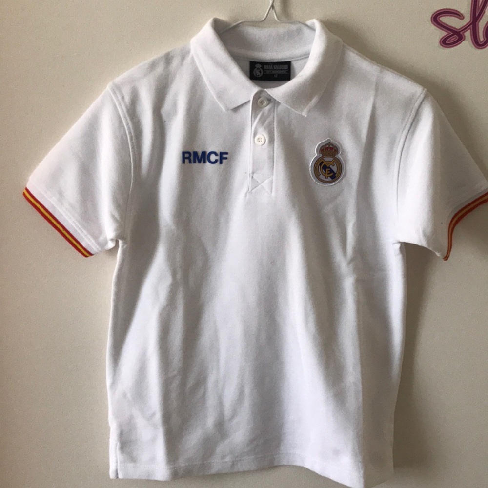 Real Madrid Crest Polo Shirt - White - Junior